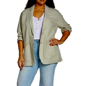 Madewell  Breeze woven Linen‎ Blend Sage Green Oversized Blazer M
